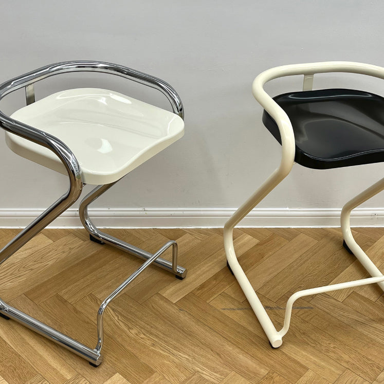 Contoured Seat Dining Stool Low Back Bar Stool with Metal Base