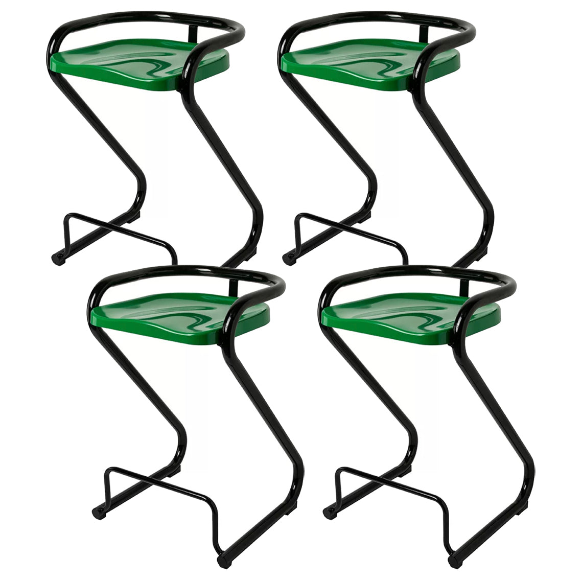 Contoured Seat Dining Stool Low Back Bar Stool with Metal Base