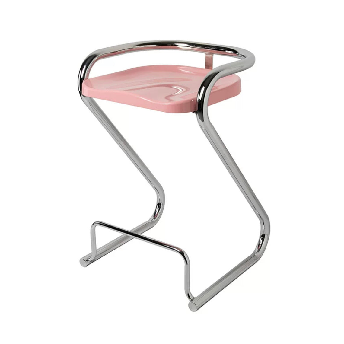 Contoured Seat Dining Stool Low Back Bar Stool with Metal Base