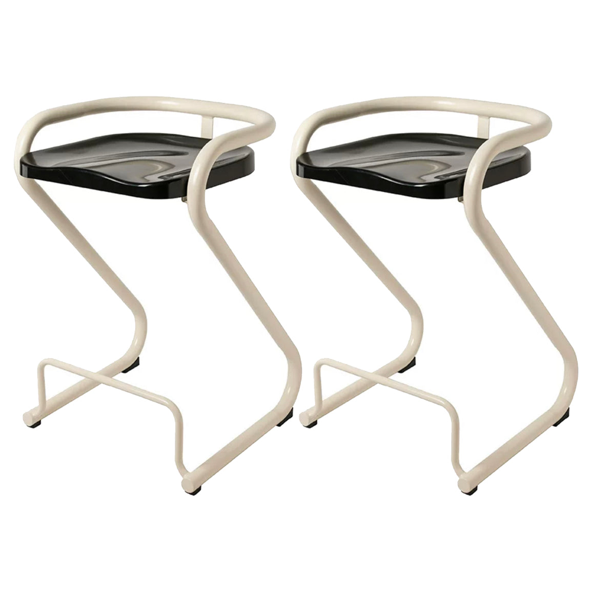 Contoured Seat Dining Stool Low Back Bar Stool with Metal Base