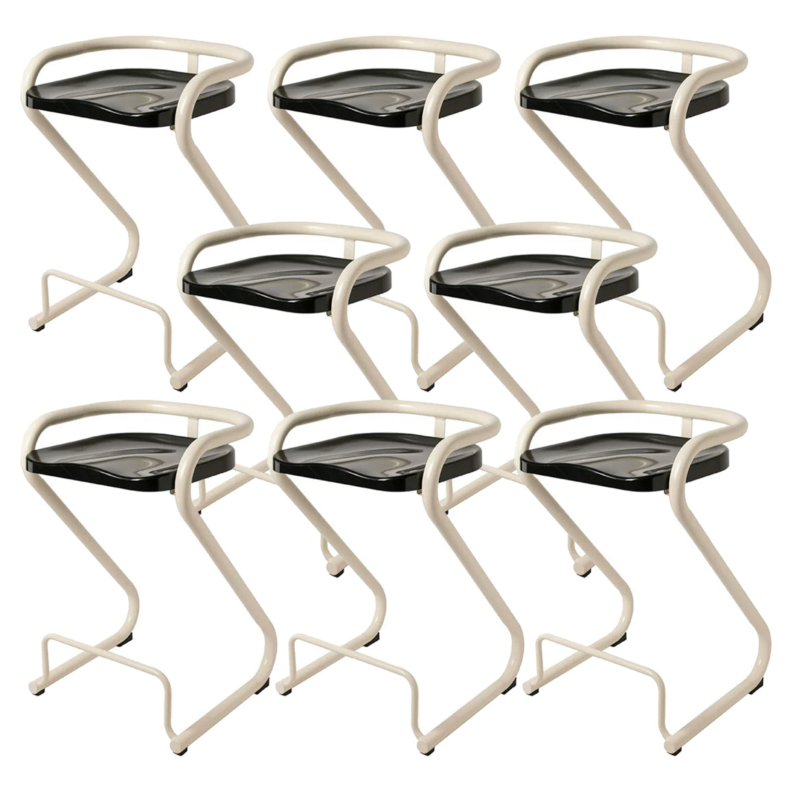 Contoured Seat Dining Stool Low Back Bar Stool with Metal Base