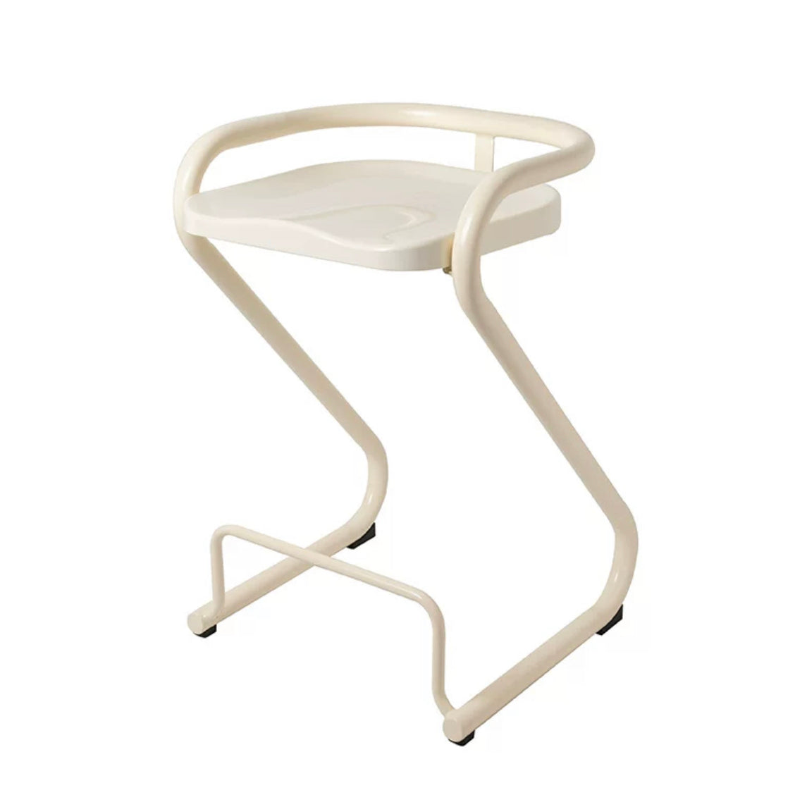 Contoured Seat Dining Stool Low Back Bar Stool with Metal Base