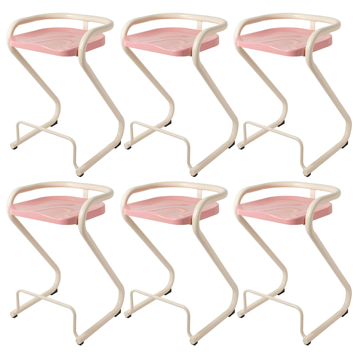 Contoured Seat Dining Stool Low Back Bar Stool with Metal Base