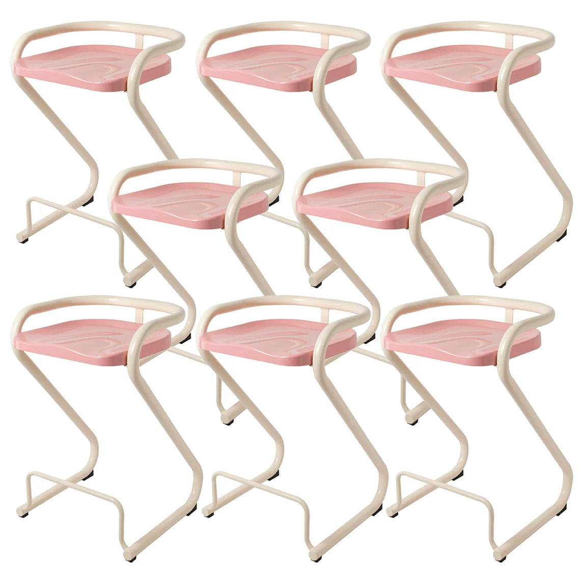 Contoured Seat Dining Stool Low Back Bar Stool with Metal Base