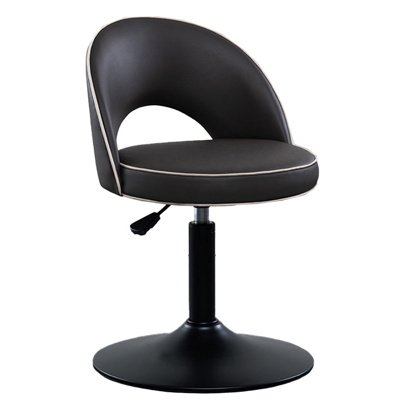 Swivel Adjustable Height Bar Stools Glam Style Faux Leather Bar Stool with Black Base