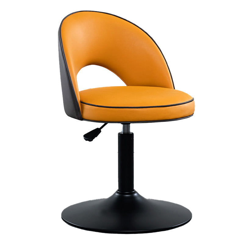 Swivel Adjustable Height Bar Stools Glam Style Faux Leather Bar Stool with Black Base