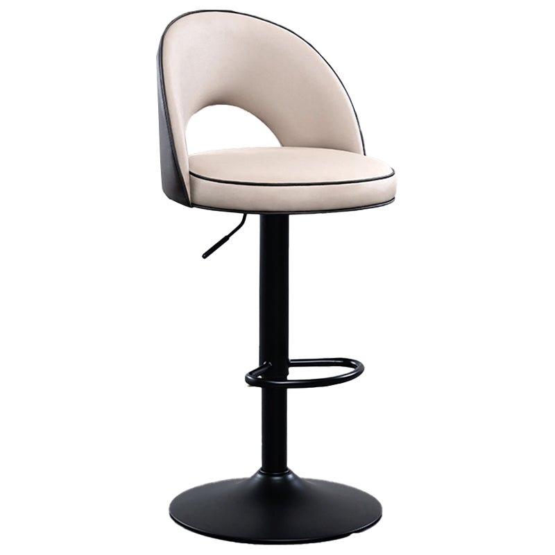 Swivel Adjustable Height Bar Stools Glam Style Faux Leather Bar Stool with Black Base