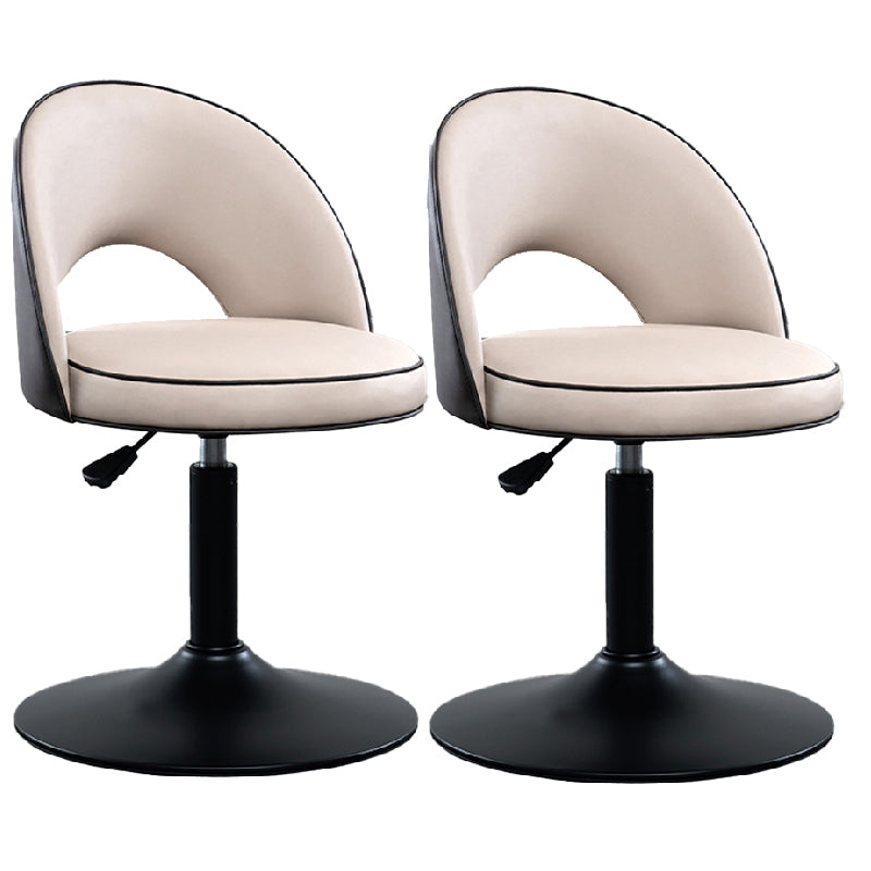 Swivel Adjustable Height Bar Stools Glam Style Faux Leather Bar Stool with Black Base