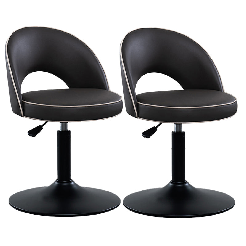 Swivel Adjustable Height Bar Stools Glam Style Faux Leather Bar Stool with Black Base