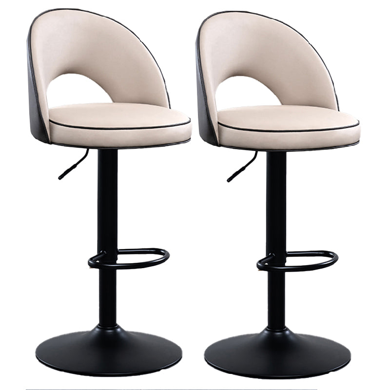 Swivel Adjustable Height Bar Stools Glam Style Faux Leather Bar Stool with Black Base