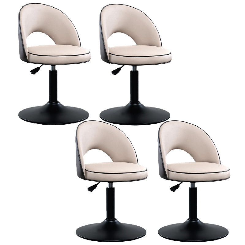 Swivel Adjustable Height Bar Stools Glam Style Faux Leather Bar Stool with Black Base