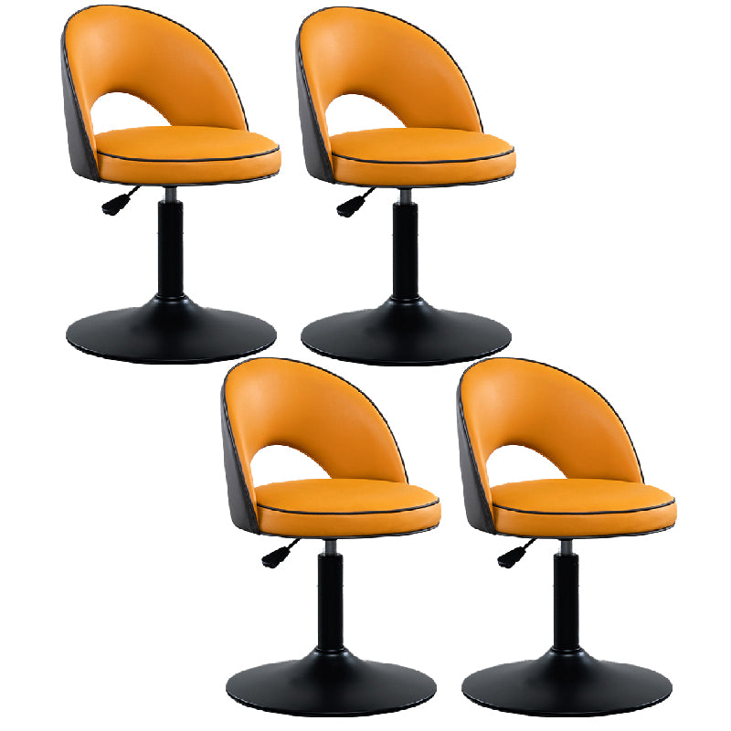 Swivel Adjustable Height Bar Stools Glam Style Faux Leather Bar Stool with Black Base