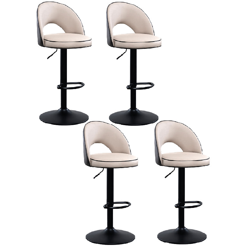 Swivel Adjustable Height Bar Stools Glam Style Faux Leather Bar Stool with Black Base