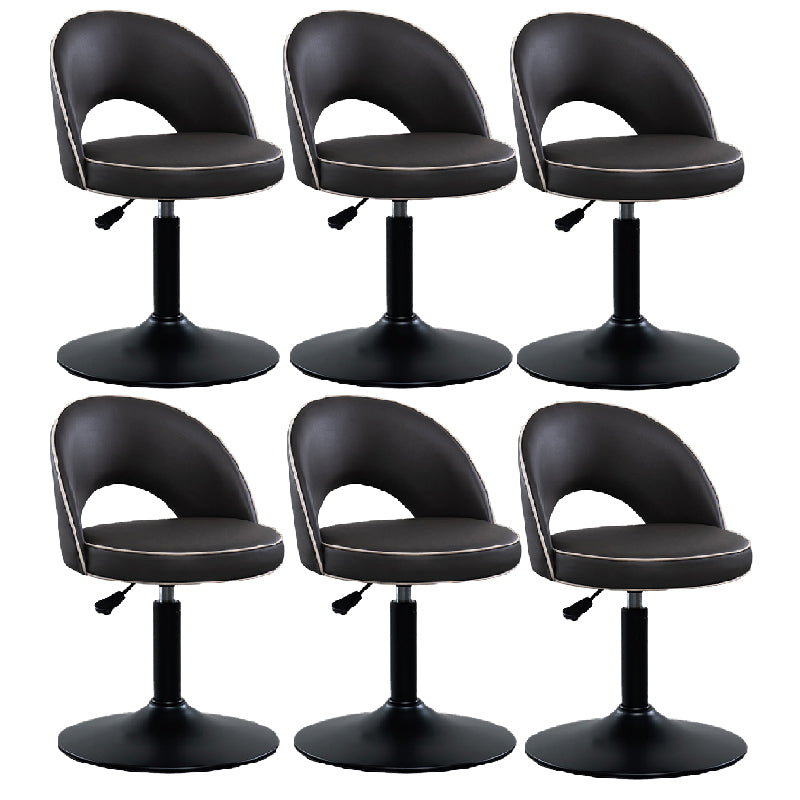 Swivel Adjustable Height Bar Stools Glam Style Faux Leather Bar Stool with Black Base