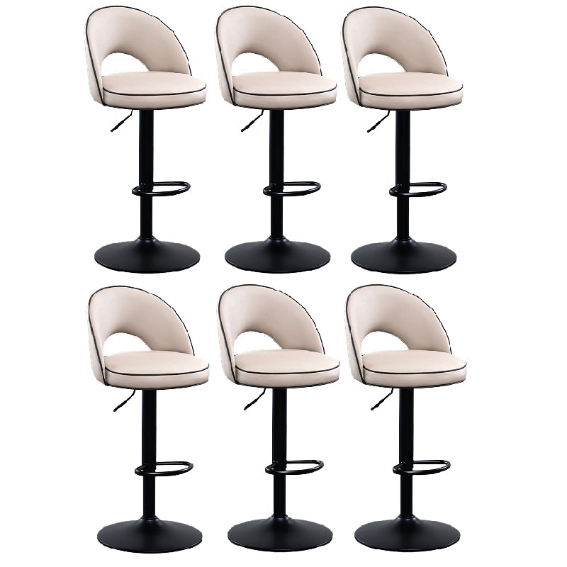 Swivel Adjustable Height Bar Stools Glam Style Faux Leather Bar Stool with Black Base