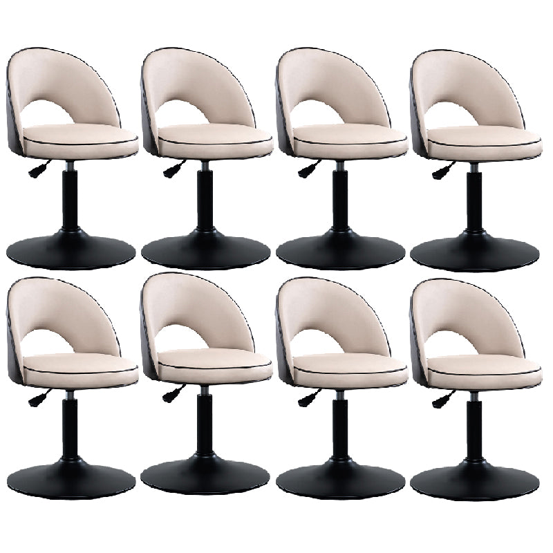 Swivel Adjustable Height Bar Stools Glam Style Faux Leather Bar Stool with Black Base