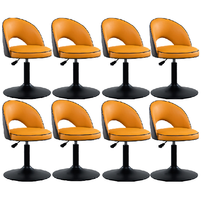 Swivel Adjustable Height Bar Stools Glam Style Faux Leather Bar Stool with Black Base