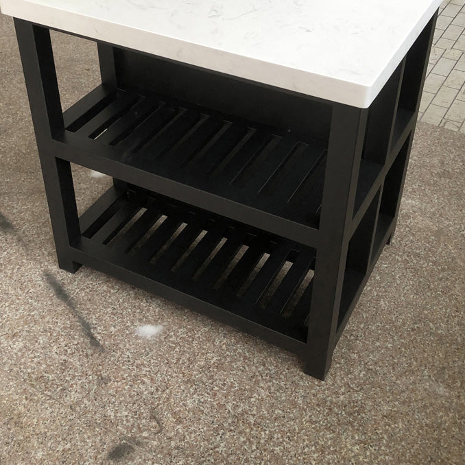 Modern Dining Room Kitchen Island Marble Prep Table with Storage Shelf