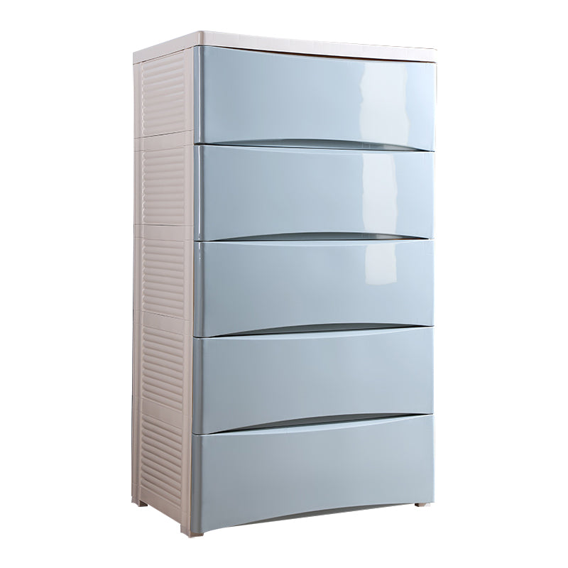 Contemporary Plastic Kids Nightstand 5/6 Drawers Vertical Nursery Dresser for Home
