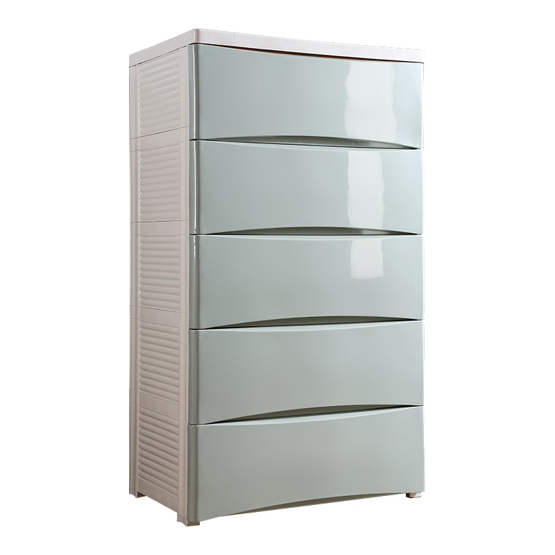 Contemporary Plastic Kids Nightstand 5/6 Drawers Vertical Nursery Dresser for Home