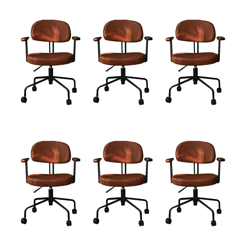 Modern Fixed Arms Office Chair Leather No Distressing Ergonomic Slide Chair with Wheels