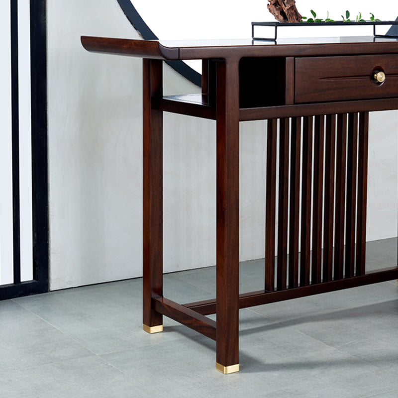 Rectangle Shape Contemporary Console Table Dark Brown Wood Console Sofa Table