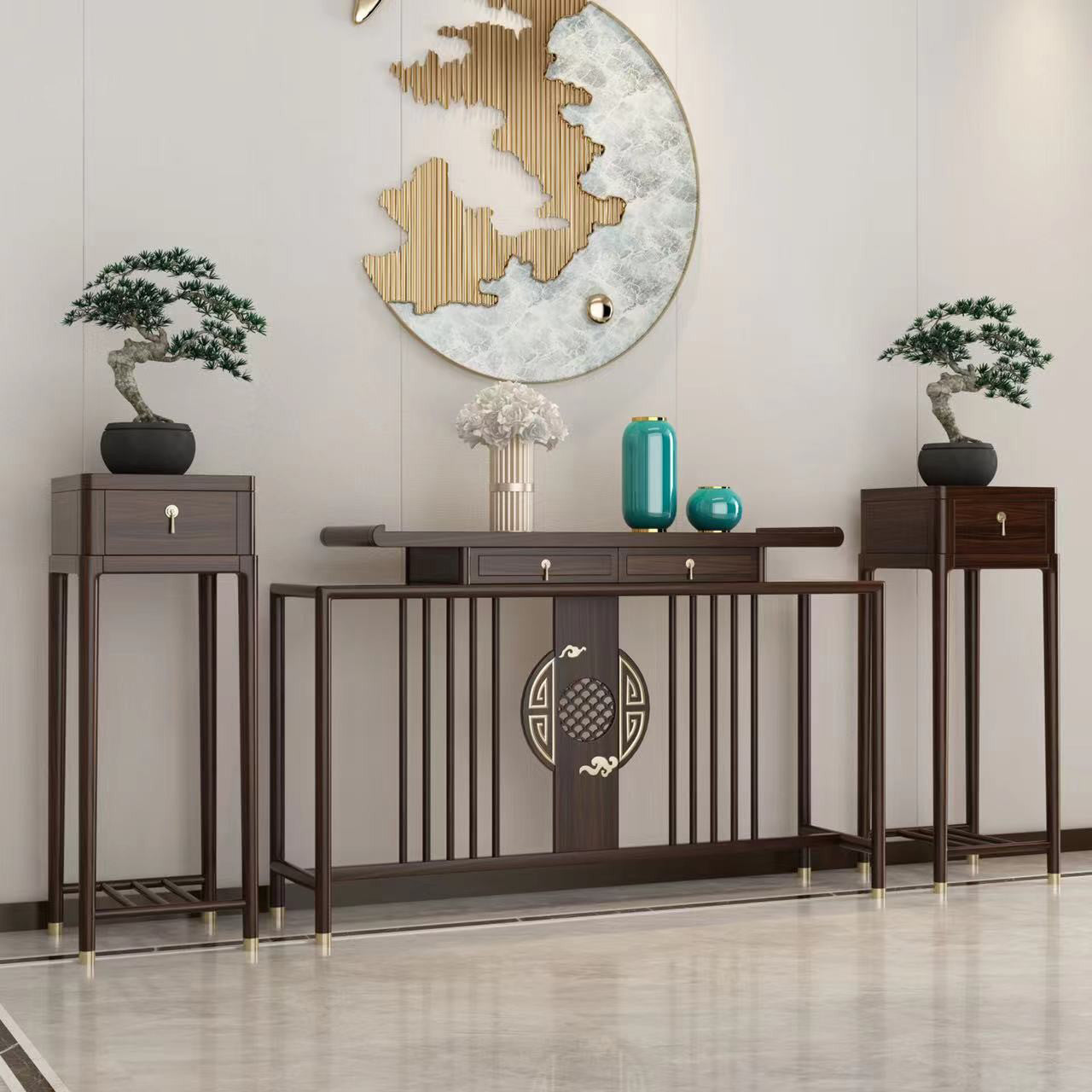 Rectangle Shape Contemporary Console Table Dark Brown Console Sofa Table