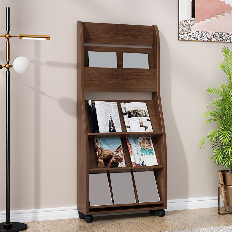 Contemporary Closed Back Bookcase Engineered Wood Vertical Bookshelf