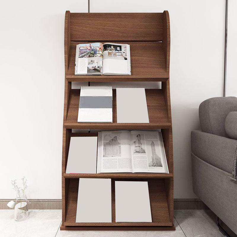 Contemporary Closed Back Bookcase Engineered Wood Vertical Bookshelf