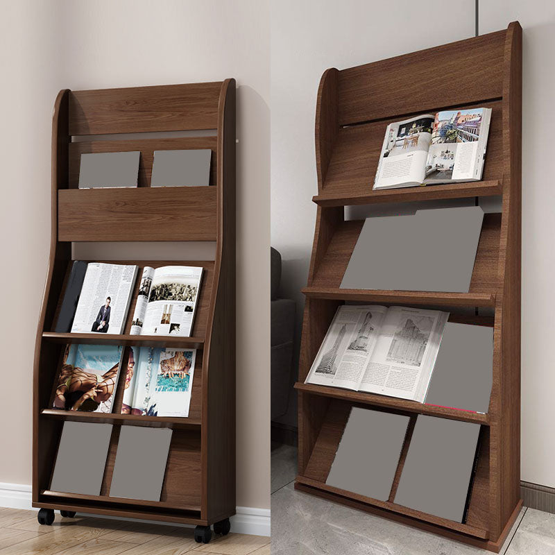 Contemporary Closed Back Bookcase Engineered Wood Vertical Bookshelf