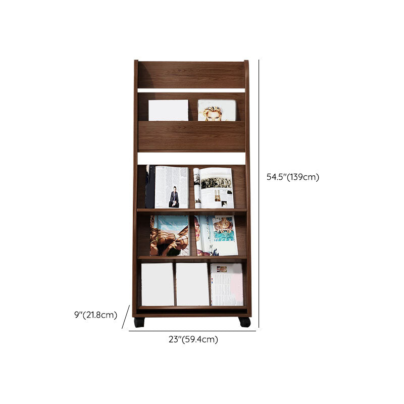 Contemporary Closed Back Bookcase Engineered Wood Vertical Bookshelf