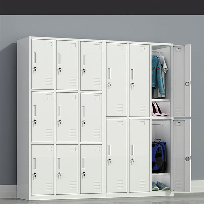 Contemporary Style Wardrobe Armoire Metal Non-Hanging Armoire with Locks
