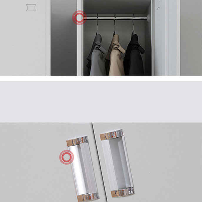 Contemporary Style Wardrobe Armoire Metal Non-Hanging Armoire with Locks