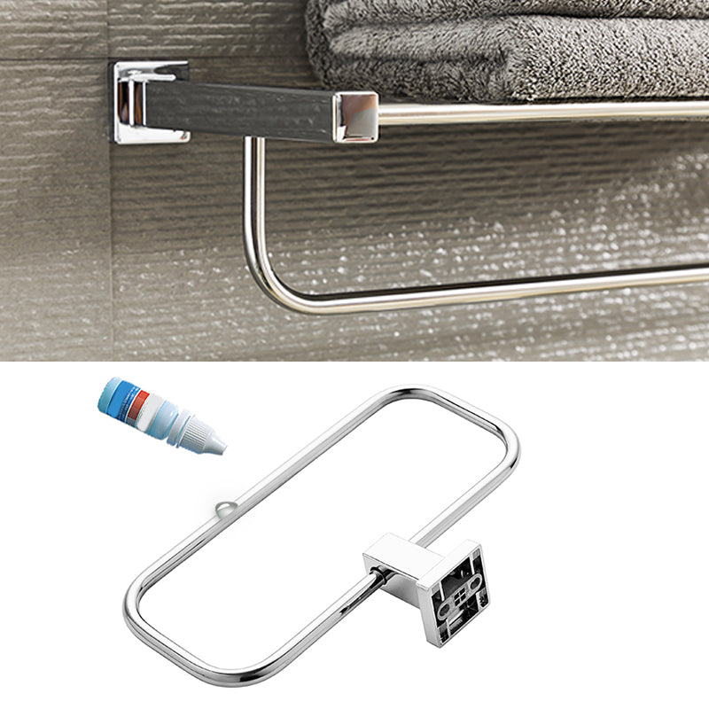 Metal Silver Bathroom Hardware Set 5 - Piece Adhesive Mount Bathroom Hardware