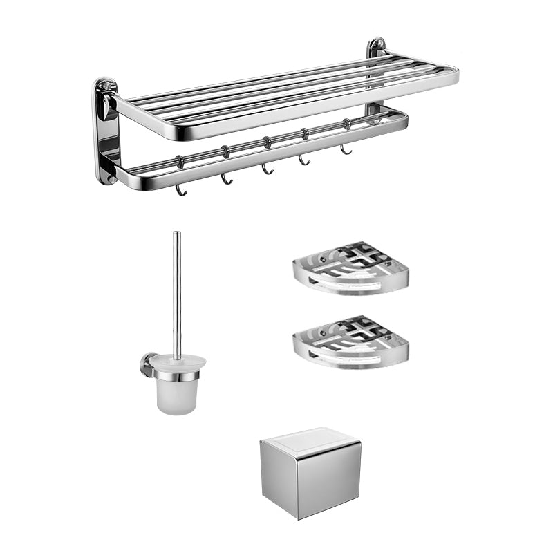 Silver Bathroom Hardware Set Drill and Screw Mount Metal Bathroom Accessory Kit