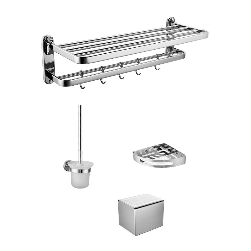 Silver Bathroom Hardware Set Drill and Screw Mount Metal Bathroom Accessory Kit