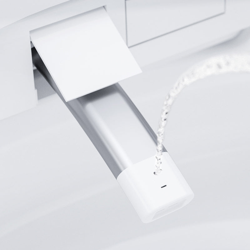 Round Bidet with Heated Seat White 21.25" High Ceramic Floor Mount Bidet