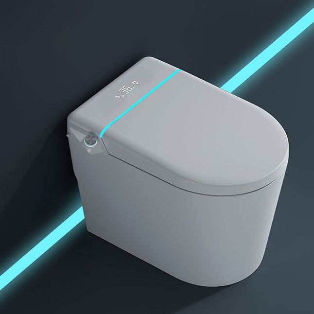 Elongated White Leak-Proof Ceramic Contemporary Foot Sensor Smart Toilet