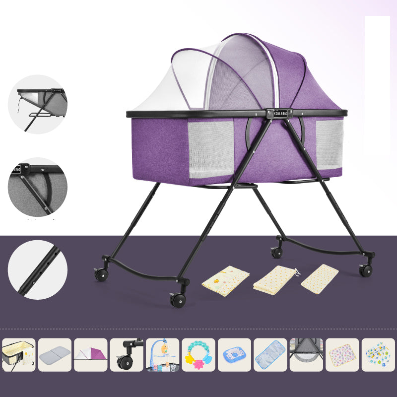 Folding and Rocking Crib Cradle Modern Metal Cradle with Mattress