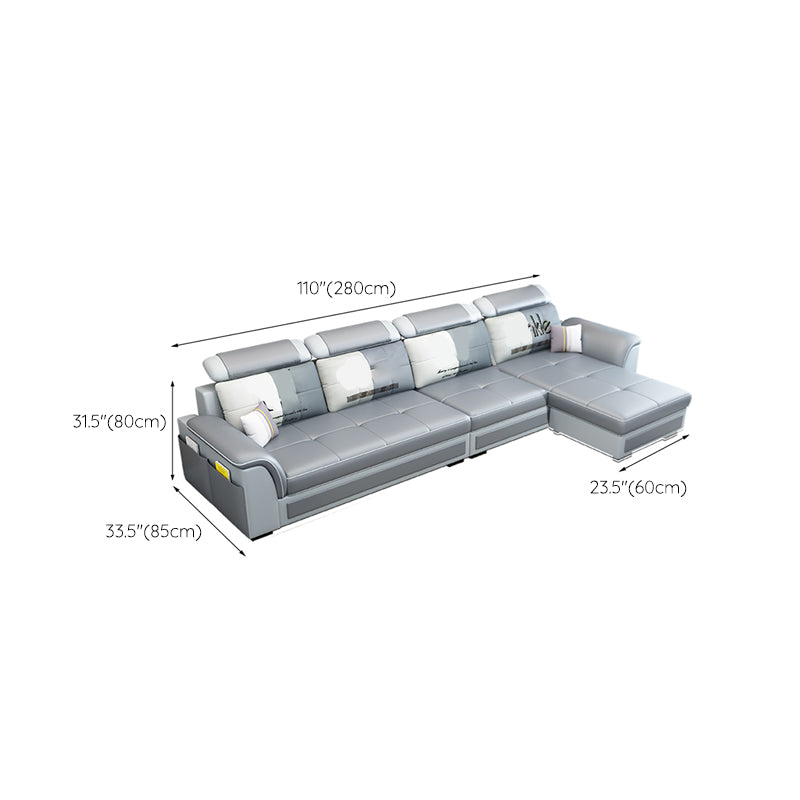 Pillow Top Arm Sofa 31.49" High Faux Leather/Linen Sofa Ottoman Included