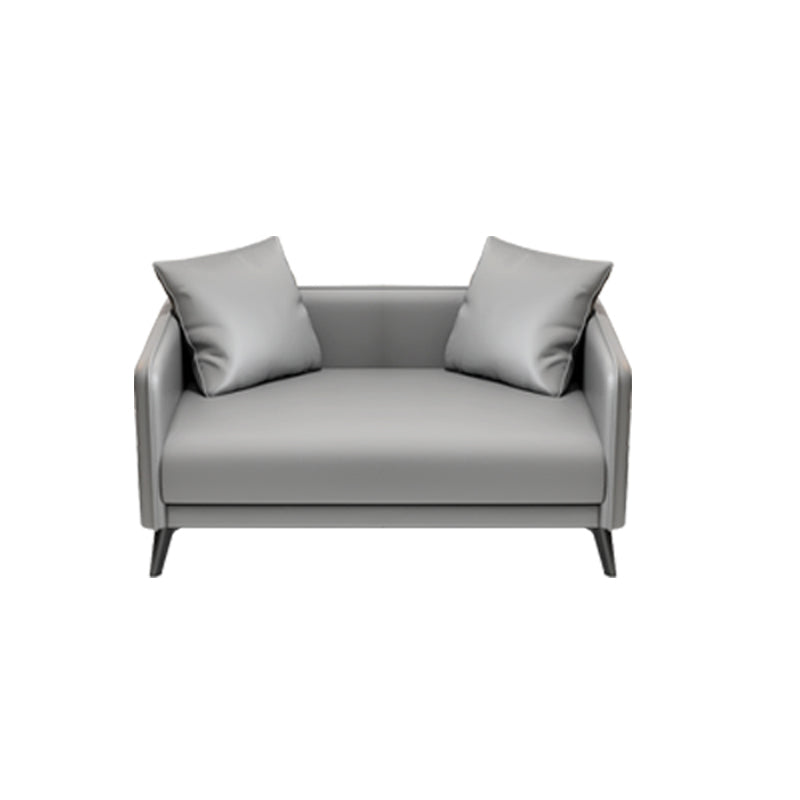 24.8" High Sofa Faux Leather/Genuine Leather Tuxedo Arm Sofa with Pillows