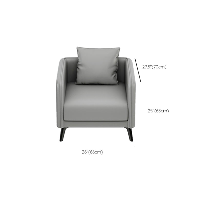 24.8" High Sofa Faux Leather/Genuine Leather Tuxedo Arm Sofa with Pillows