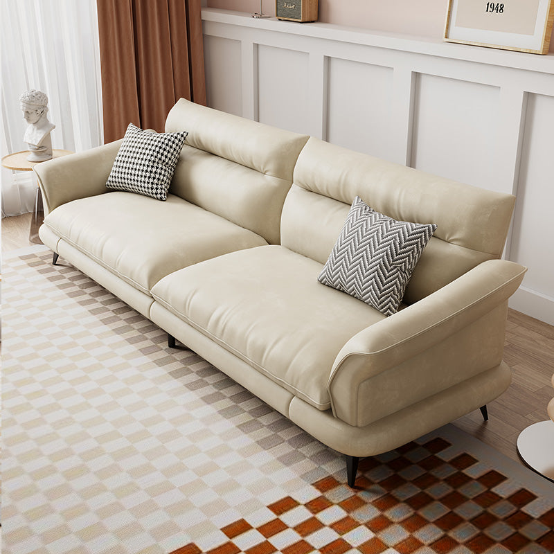 31.49" High Scandinavian Sofa Faux Leather/Linen Flared Arm Sofa