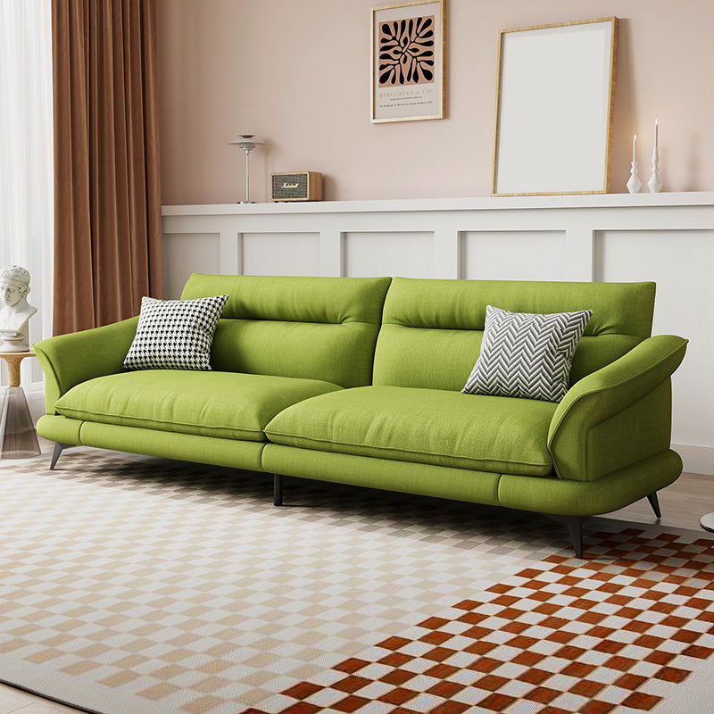 31.49" High Scandinavian Sofa Faux Leather/Linen Flared Arm Sofa