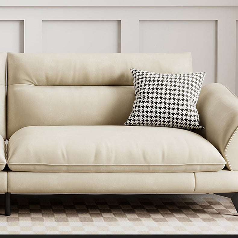 31.49" High Scandinavian Sofa Faux Leather/Linen Flared Arm Sofa