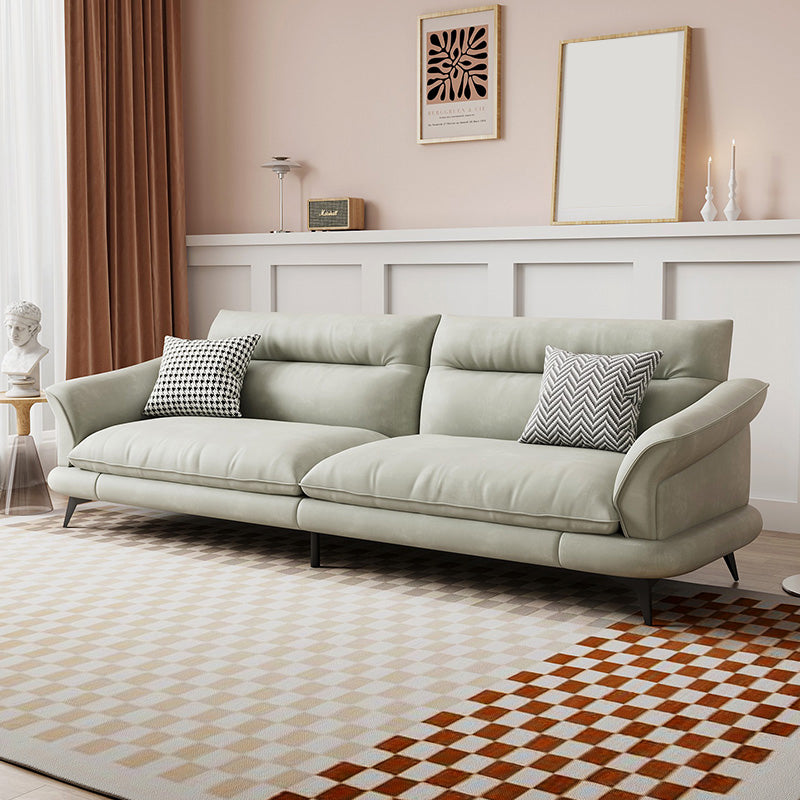 31.49" High Scandinavian Sofa Faux Leather/Linen Flared Arm Sofa