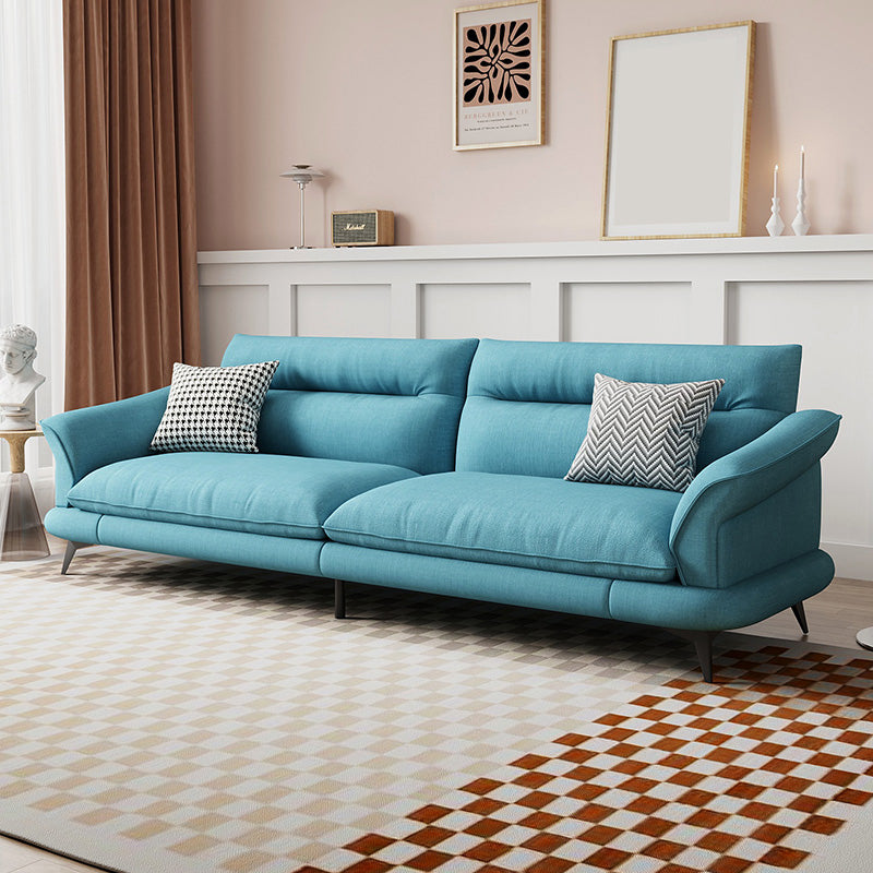 31.49" High Scandinavian Sofa Faux Leather/Linen Flared Arm Sofa