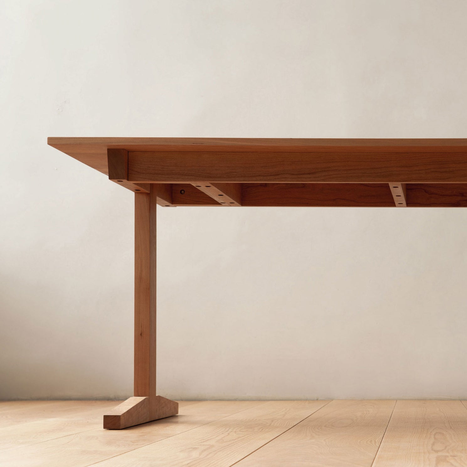 Modern Rectangle Wood Dining Table Cherry Wood Base for Dining Room