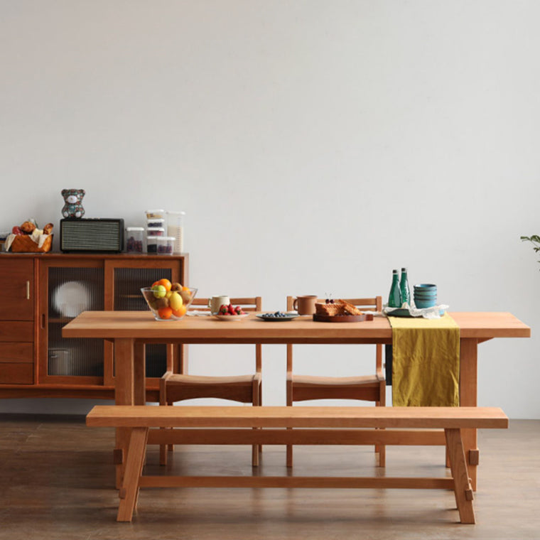 Modern Rectangle Wood Dining Table Solid Wood Base for Dining Room