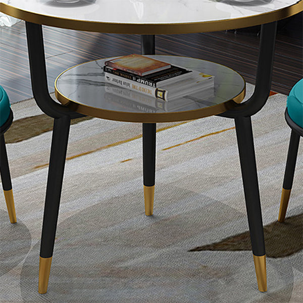 Modern Stone Storable Dining Table Metal Base for Dining Room